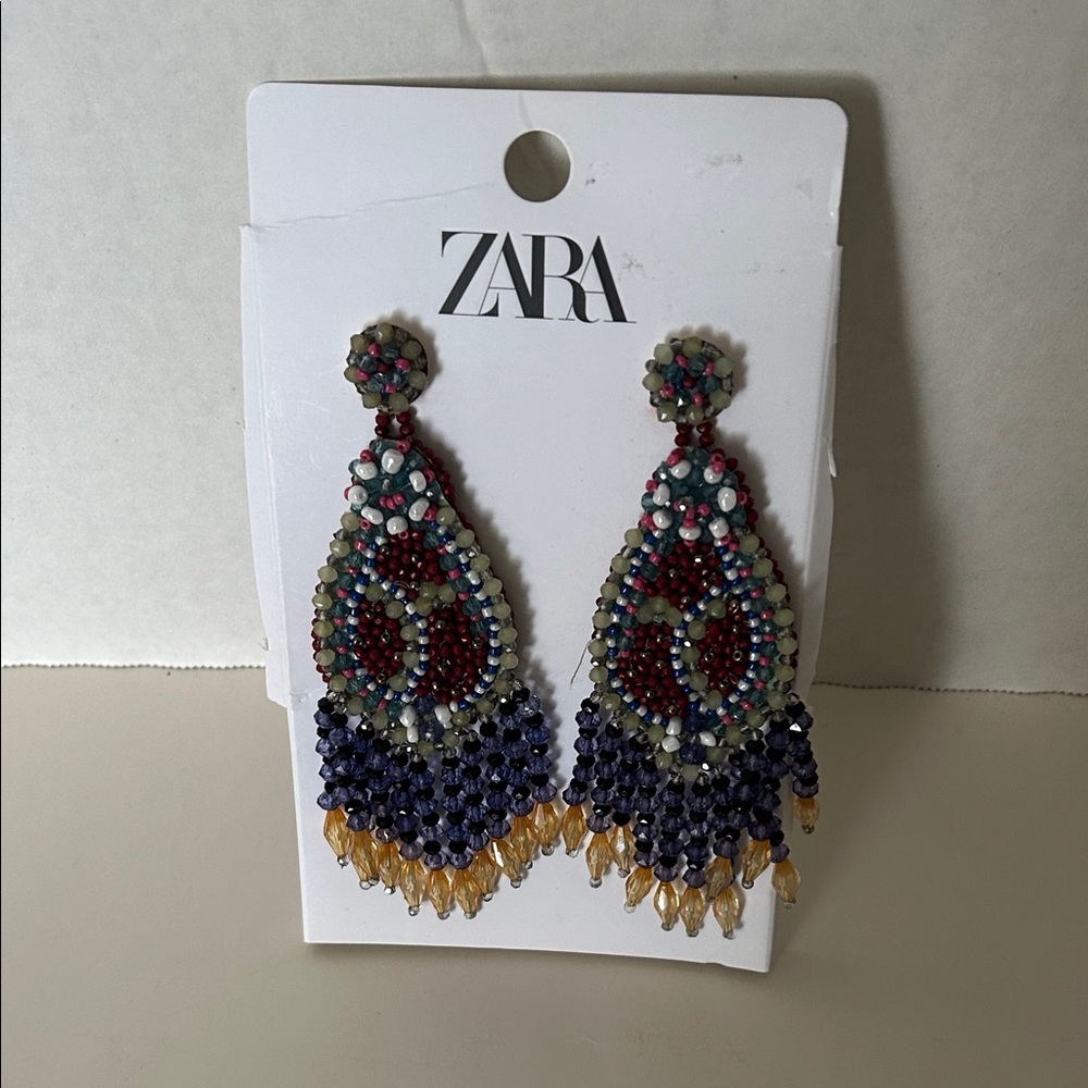 Zara Elegant Beaded Drop Earrings